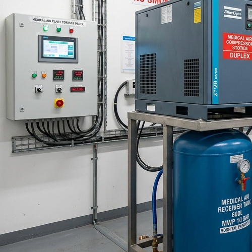 Automatic Oxygen Changeover Control Panel in Hospital Plant Room