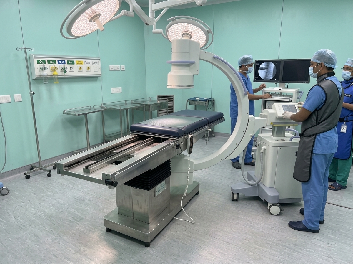 Longitudinal sliding OT table for C-Arm fluoroscopy